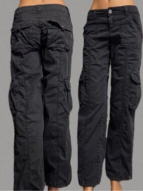 Garage LOW RISE Black Pocket Cargo Pants